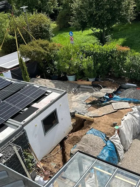 Bilder Videos Anlieferung Eines Gfk Pools Mit Dem Kran