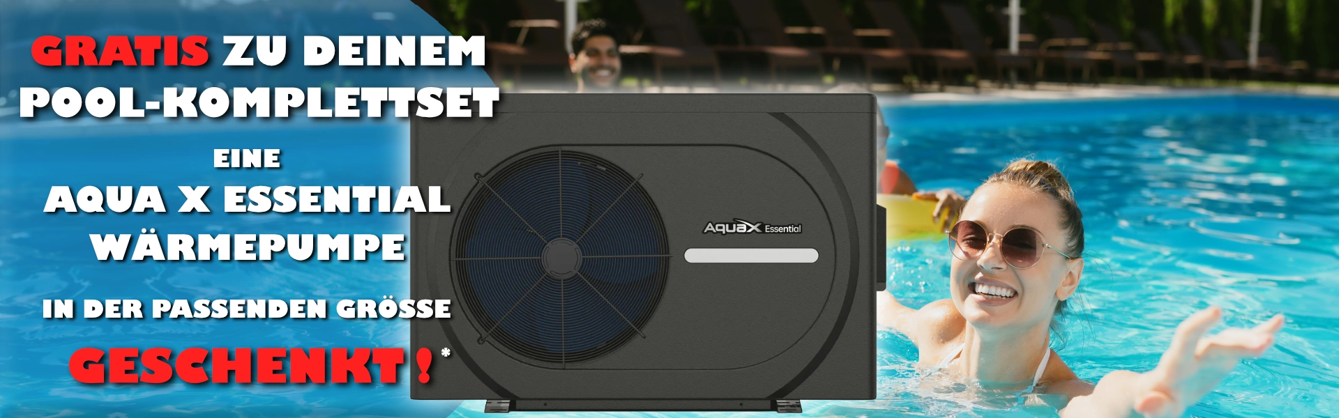 Wärmepumpe Aqua X Essential in der passenden Größe gratis zu Deinem Pool-Komplettset